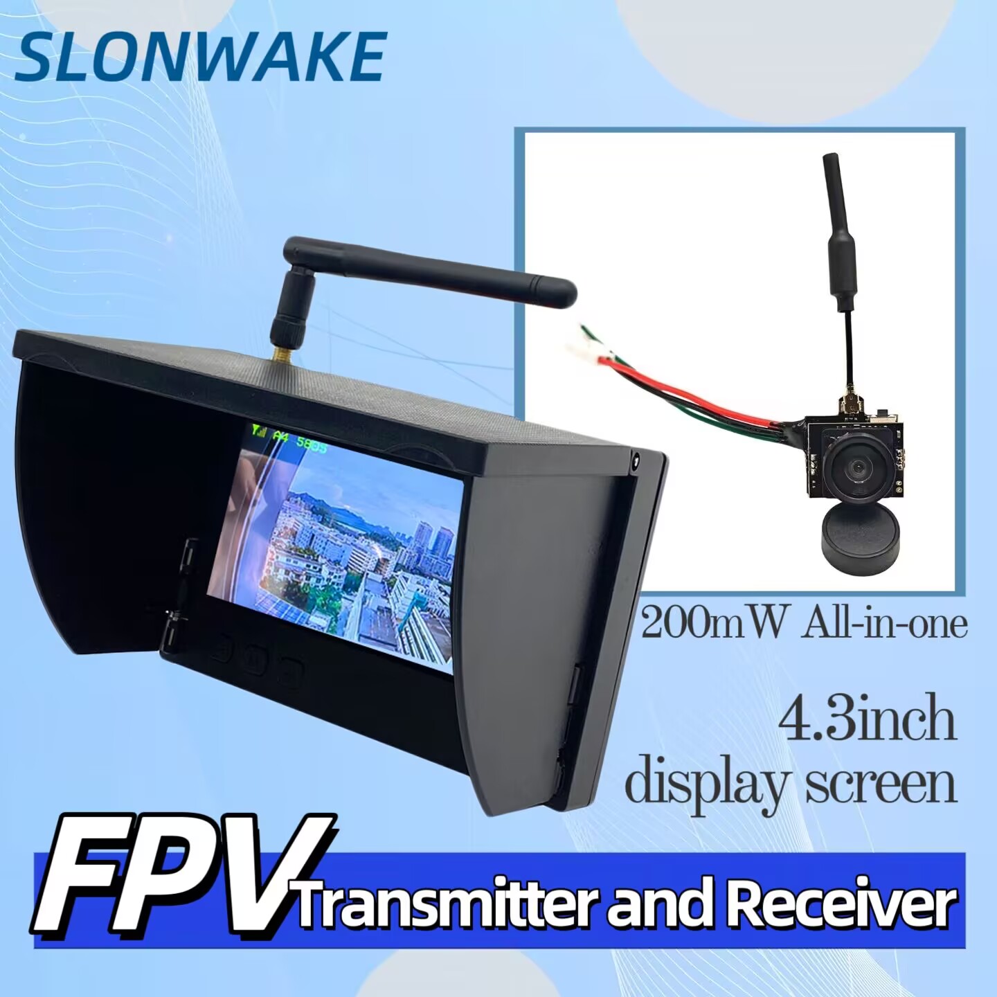 Drone Controller Screen - SLONWAKE 5,8G analoge Videoübertragungskamera 200mW All-in-One,