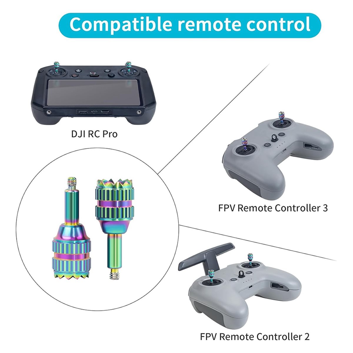 Drone Control Stick - DT75BG 4 Stück Metall-Steuerknüppel Joystick Daumensteuerung